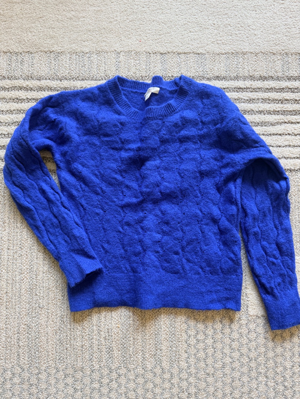 Crewcuts Cobalt Blue Crewneck Cable Knit Sweater